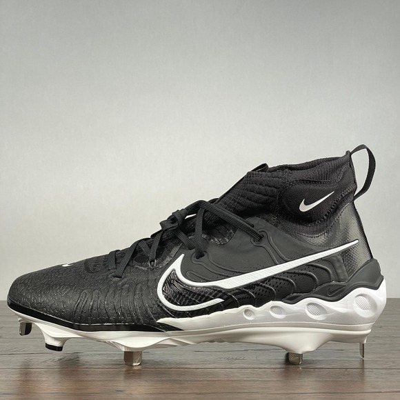 Nike Alpha Huarache NXT Metal Baseball Cleats Mens size 12 Black White